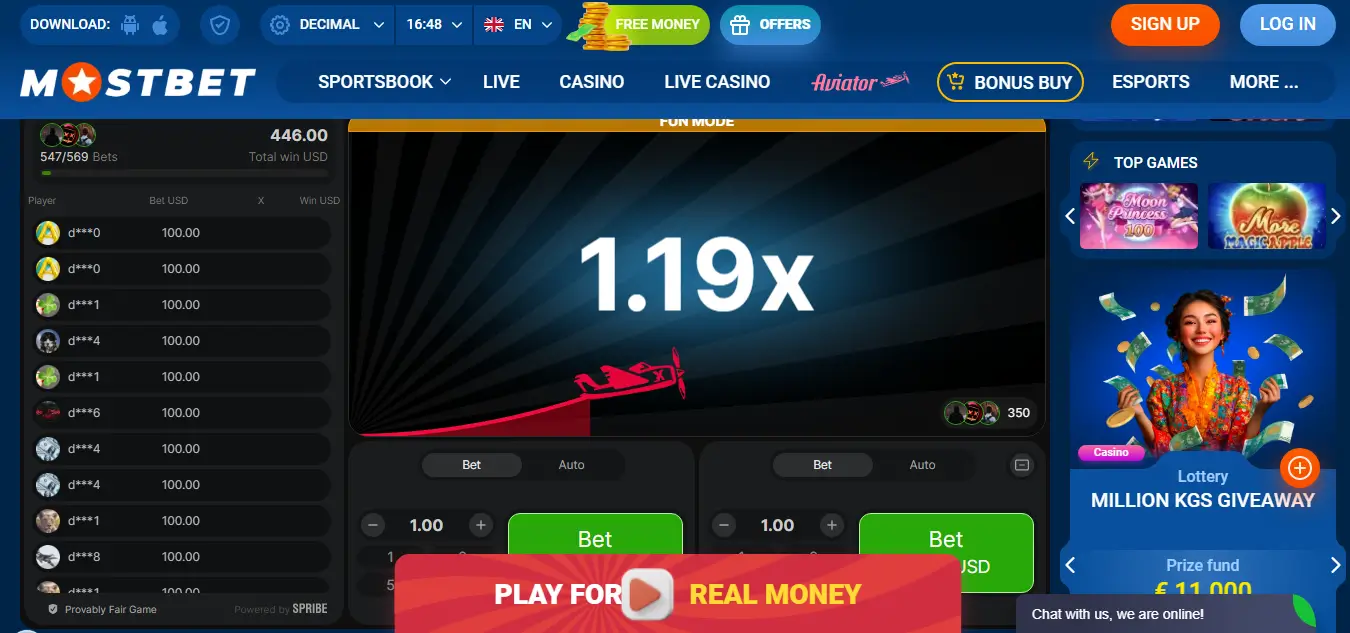 aviator game mostbet