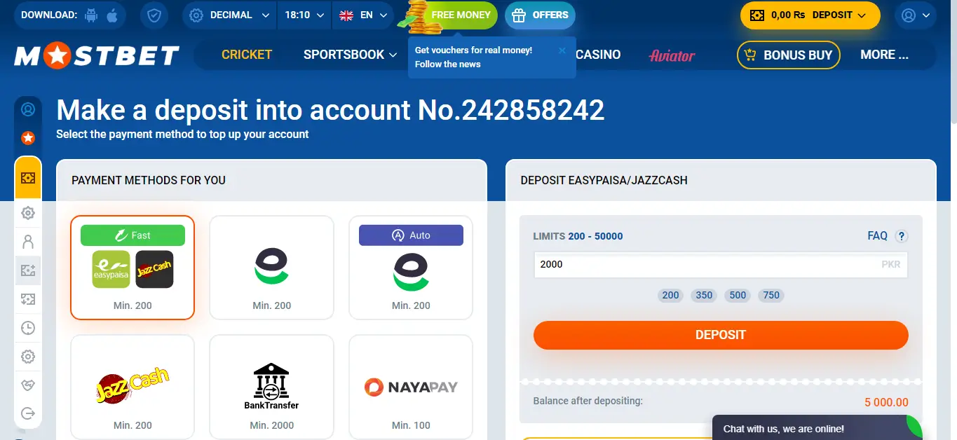 mostbet payments